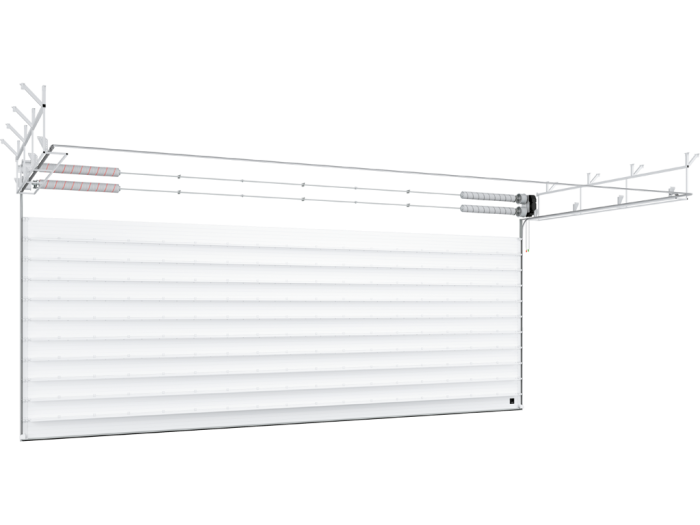 Промышленные секционные ворота из алюминиевых сэндвич-панелей с торсионным механизмом ISD03ALU