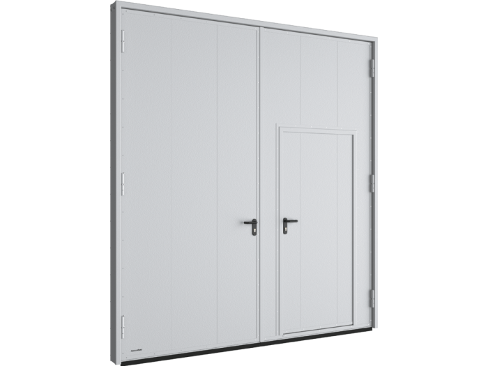 Распашные гаражные ворота из панелей с заполнением минеральной ватой серии VRGMV01